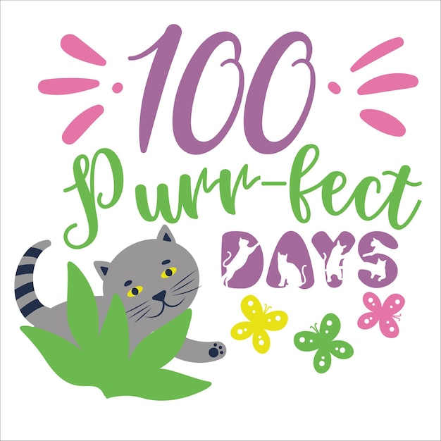 100 Days Of School Funny phrase. Hand drawn inspirational quote about dogs. Lettering for poster, t-