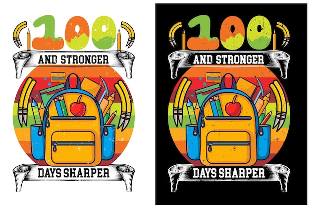 100 days of school kids tshirt design