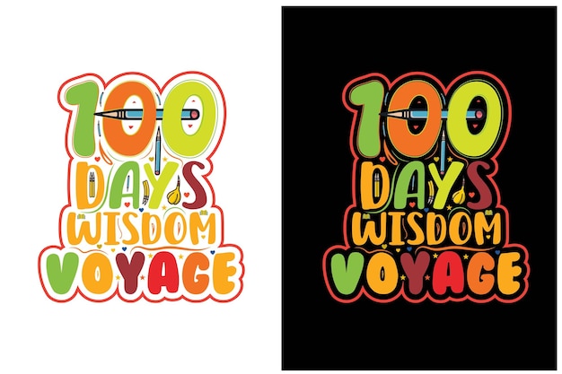 Vettore 100 giorni di progettazione di magliette per bambini scolastiche