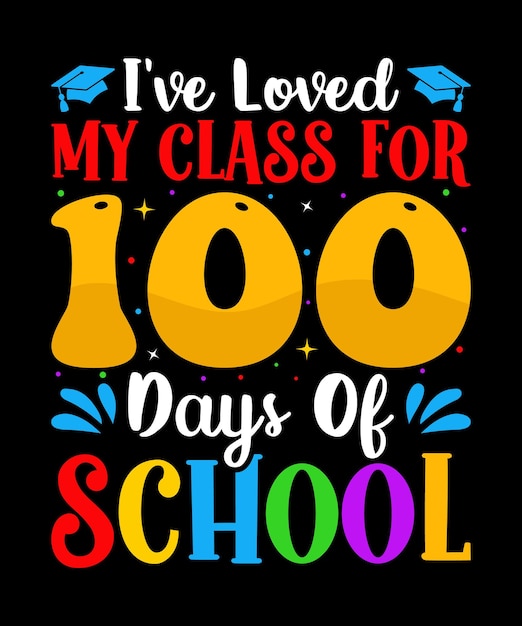 100 Days Of School Дизайн футболки, элемент детской школы, вектор