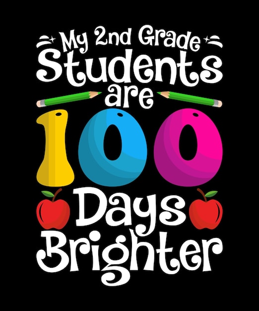 100 Days Of School T shirt Design, Kids School Element, Vector