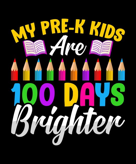 100 Days Of School T shirt Design, Kids School Element, Vector