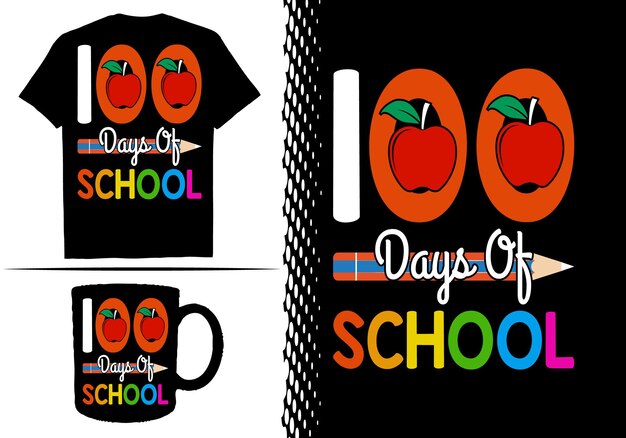 100 Days Of school t shirt design with school elements or hand drawn back to school typography shirt