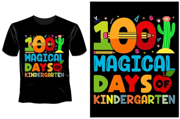 Vector 100 days of school t shirt design