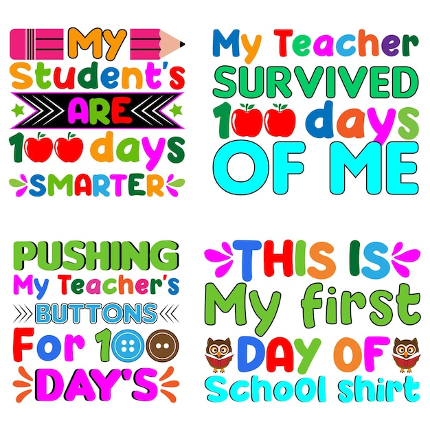 100 days school tshirt bundle 100 days school tshirt design