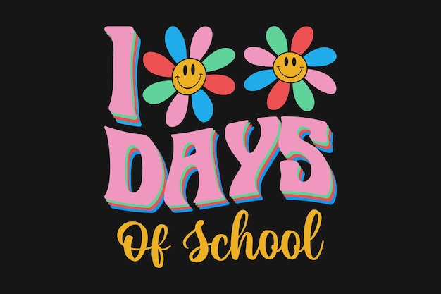 100 Days Of School Векторная футболка