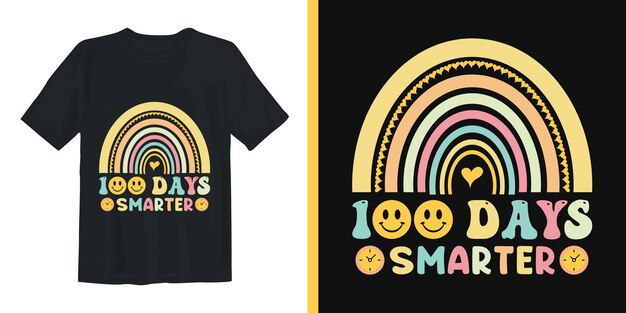 Vector 100 days smarter groovy tshirt design