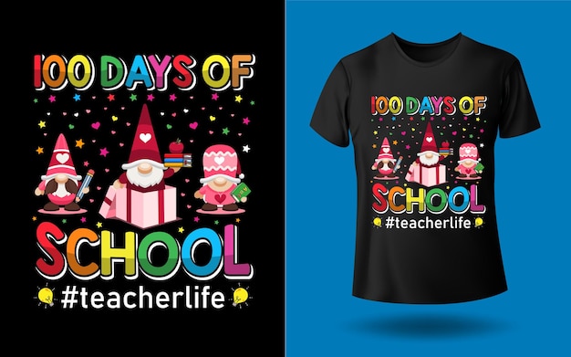 100 days of teacher life t-shirt design template.