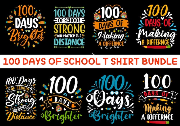 100 e dag school typografie t-shirt ontwerp, 100 dag van school kleurrijke T-shirt ontwerp vector