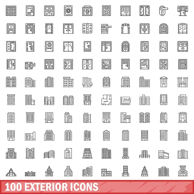 100 exterieur pictogrammen instellen Kaderstijl