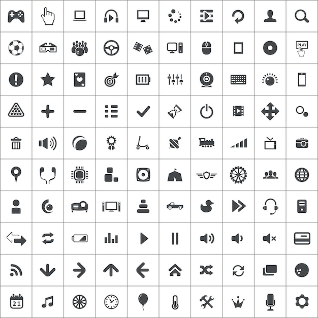 Vector 100 game icons universele set