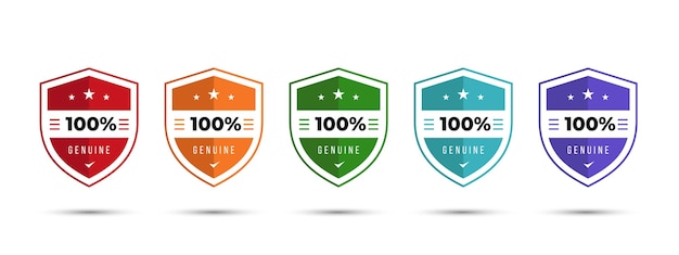 100 genuine logo or icon illustration template with stars in shield shape badge