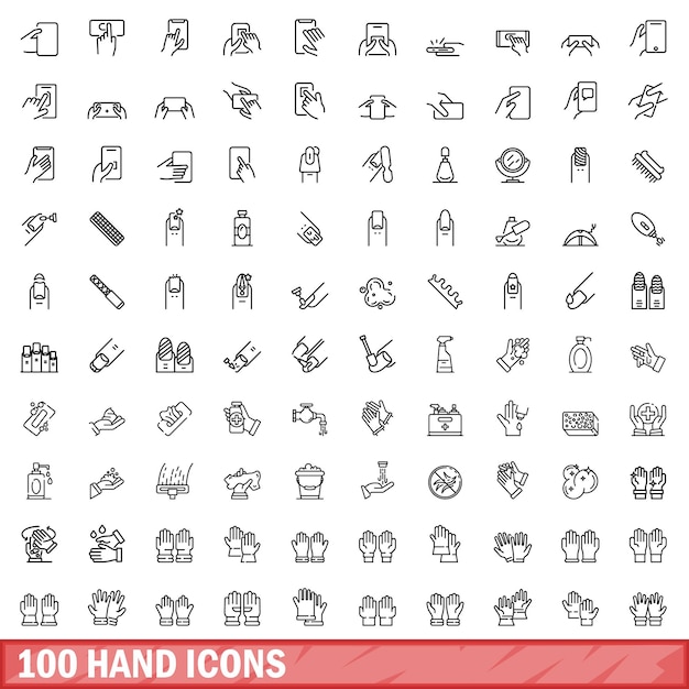 100 handpictogrammen instellen kaderstijl