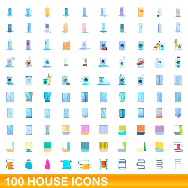 100 icone di casa impostate. cartoon illustrazione di 100 icone di casa insieme vettoriale isolato su sfondo bianco