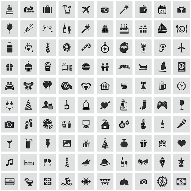 Vector 100 iconen van de vakantie universele set