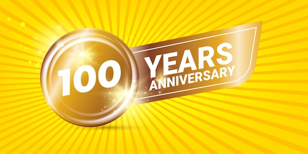 100 jaar jubileum embleem verjaardag badge of banner ontwerpsjabloon