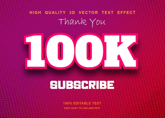 100 k bewerkbaar teksteffect Premium Vector