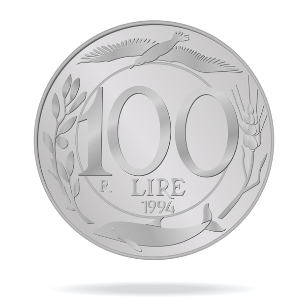 Vector 100 lire of italy vector illustration of an italian coin a coin on a white background