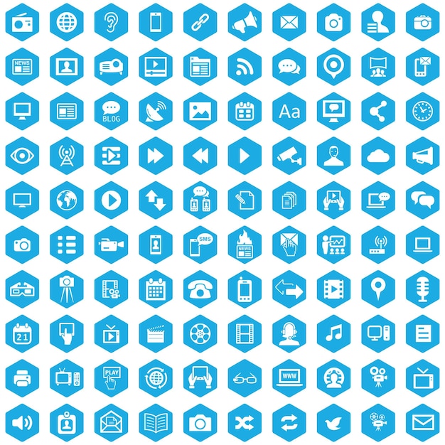 100 media-iconen universele set