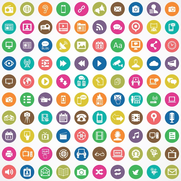 100 media-iconen universele set