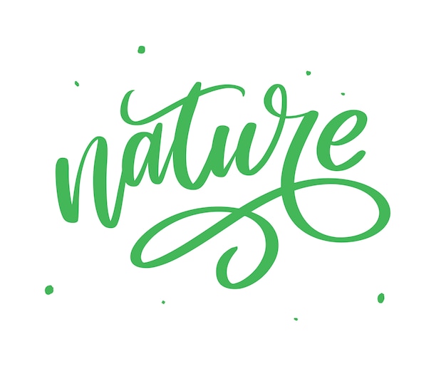 100 natural green lettering sticker with brushpen calligraphy. eco friendly concept for stickers, banners, cards, advertisement.  ecology nature .