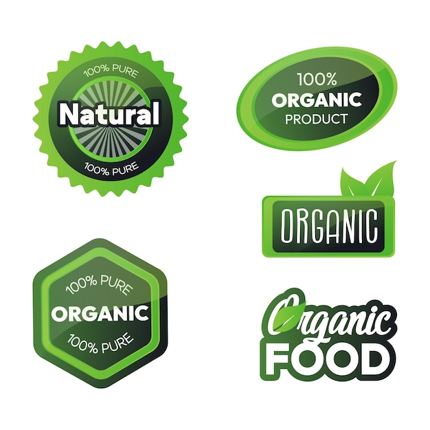 Vector 100 natural logo badge design collection