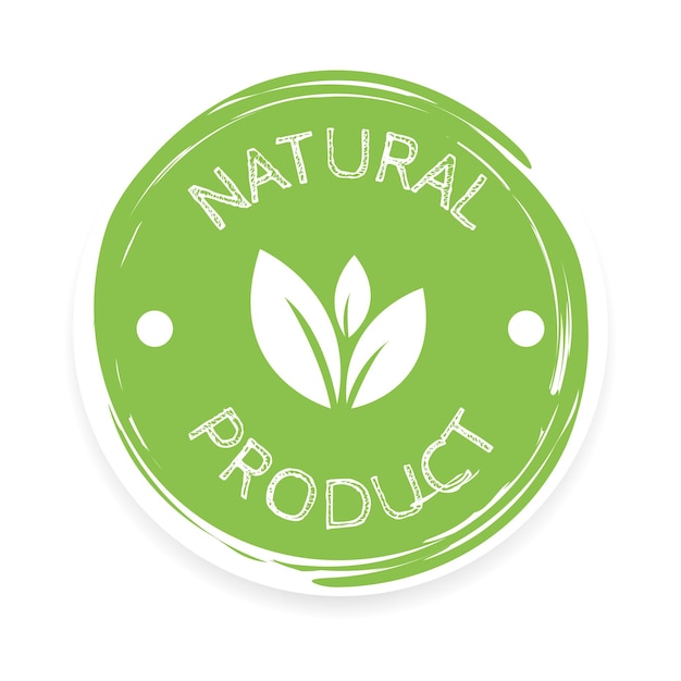 Vector 100 natural product green sticker brush calligraphy for inscriptions natural product as a banner postcard advertising vector of ecological nature