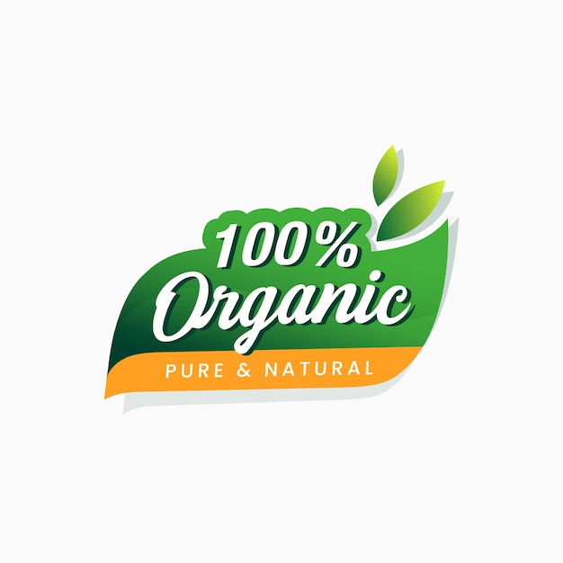 100% organic food pure and natural sticker certified label