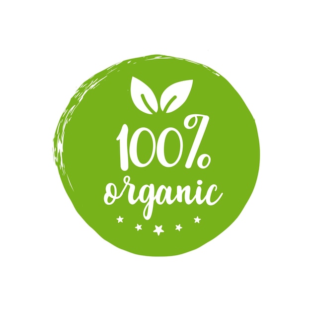 100 유기농 라운드 녹색 아이콘천연 제품 성분 환경 친화적 인 원료