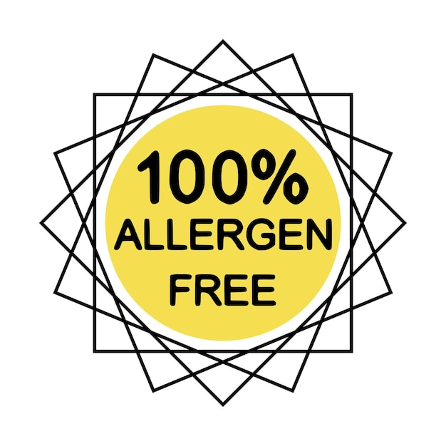 100 percent allergen free percentage icon design element stickers