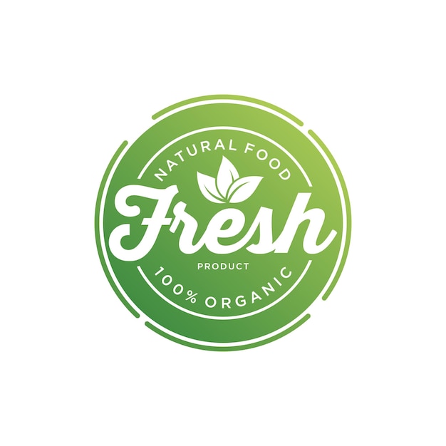Vector 100 percent fresh organic food natural label sticker logo design