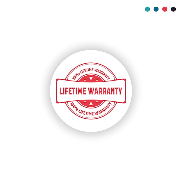 Vector 100 percent lifetime warranty sticker sign or stamp round label on white background