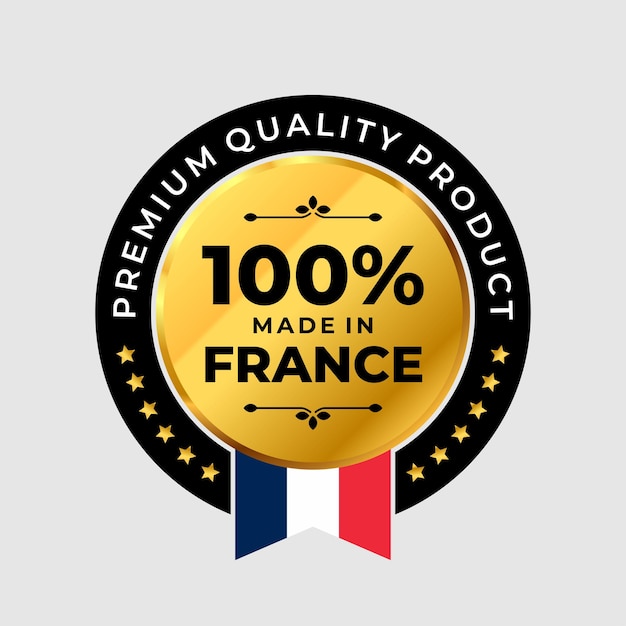 Icona 100% made in france. distintivo dell'etichetta di qualità premium. illustrazione vettoriale