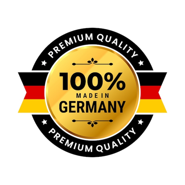 Icona 100% made in germany. distintivo dell'etichetta di qualità premium. illustrazione vettoriale