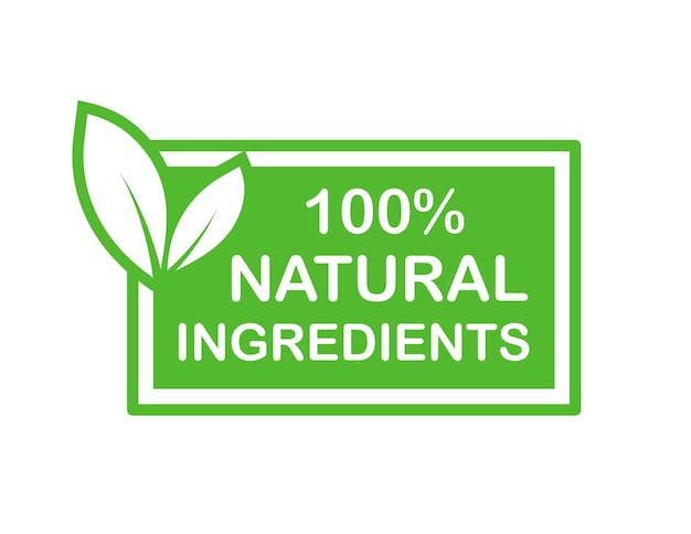 100 percent Natural ingredients label Organic natural eco product