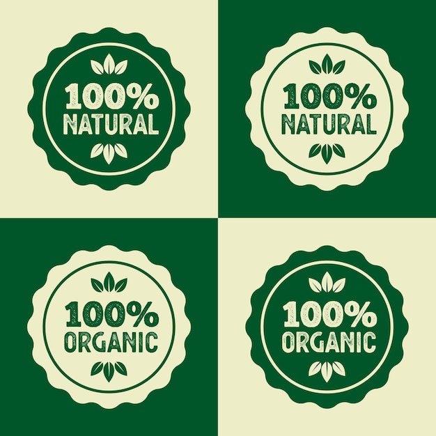 Vector 100 percent natural organic badges