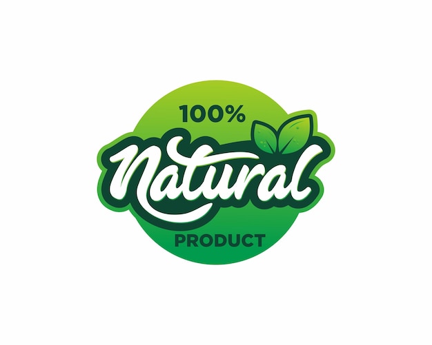 100 percent natural product label stamp badge vector