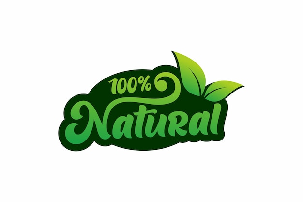 100 percent natural product label stamp badge vector