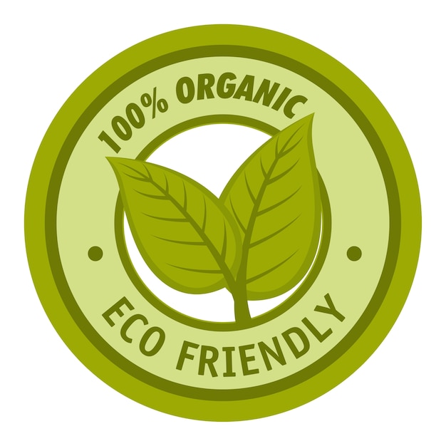 L'etichetta amichevole di eco-cento organica di 100 per cento con rimane l'illustrazione bianca di vettore del fondo