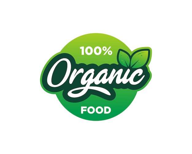 100 percent organic food label stamp badge vector