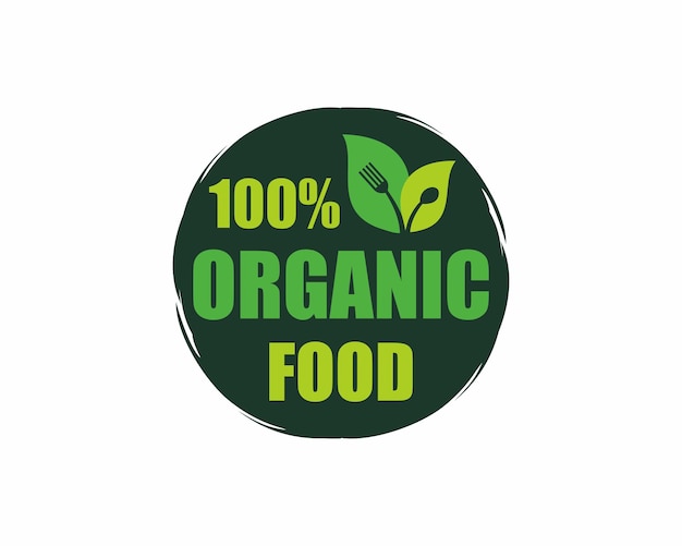 100 percent organic food label sticker badge Vector