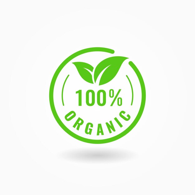 Vector 100 percent organic product label sign vector
