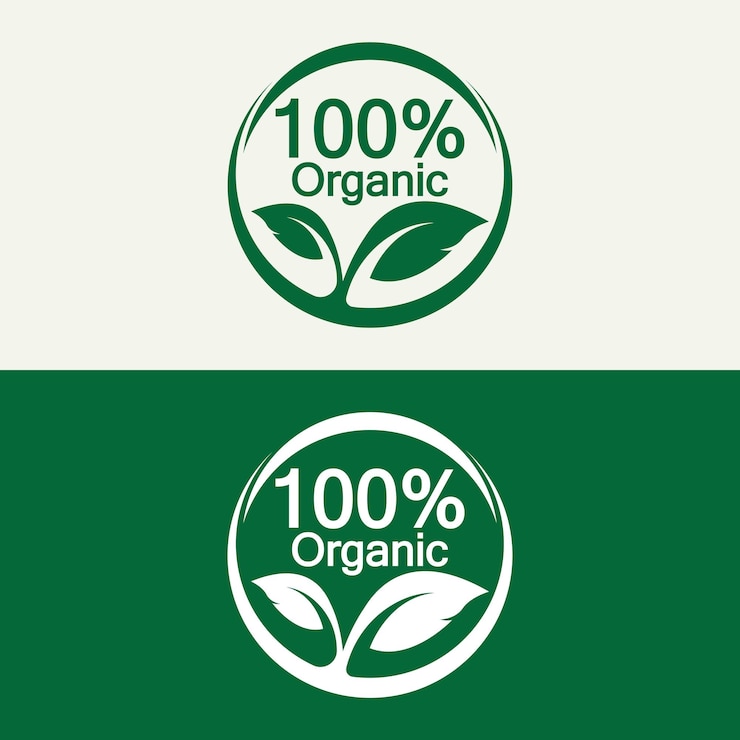 Vector 100 percent organic vector logo design can use for label badge print flyer banner web element infographicvector