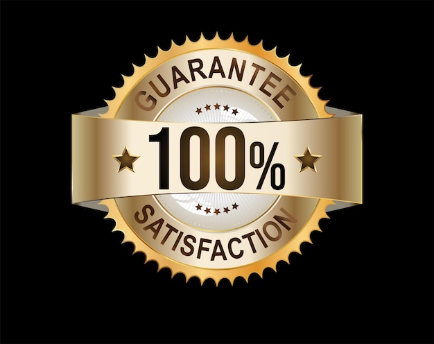 100 percent satisfaction guarantee golden sign vector illustration on black background