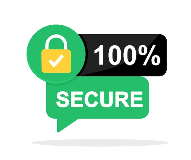 100 процентов безопасная векторная икона 100 Безопасная этикетка для элемента дизайна продукта Значок или кнопка для коммерческого веб-сайта Векторная иллюстрация