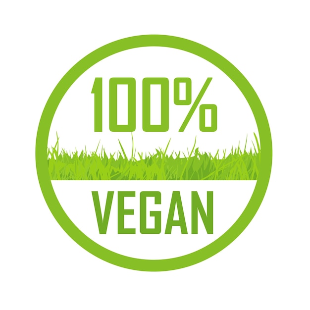 Vector 100 percent vegan food logo stamp with text and numeral