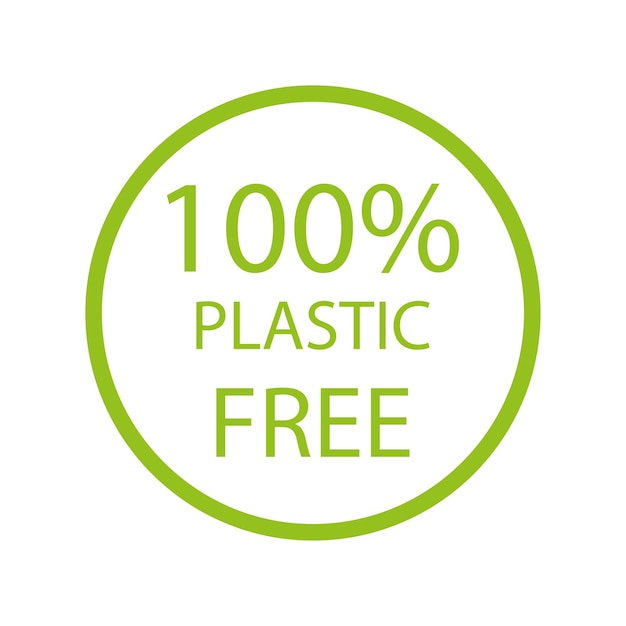 100 plastic free. Green icon. Green planet. Vector illustration.