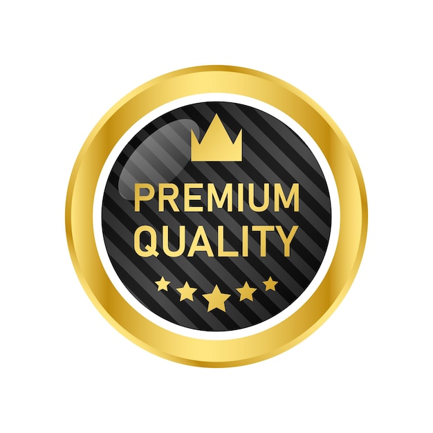 Vector 100 premium kwaliteit kroon en 5 sterren badge goud metallic logo