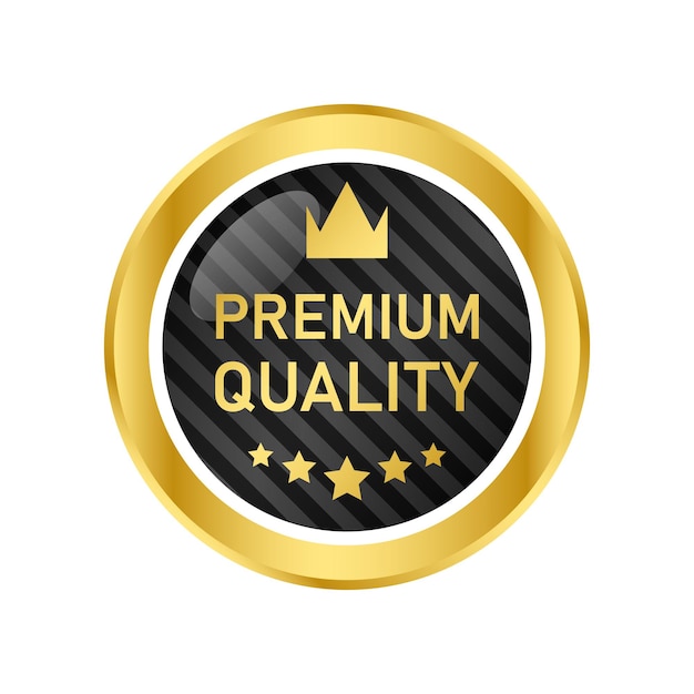 Vector 100 premium kwaliteit kroon en 5 sterren badge gouden metalen logo