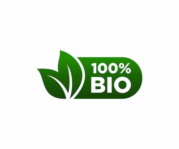 100 procent bio label vector groen, 100 procent bio stempel